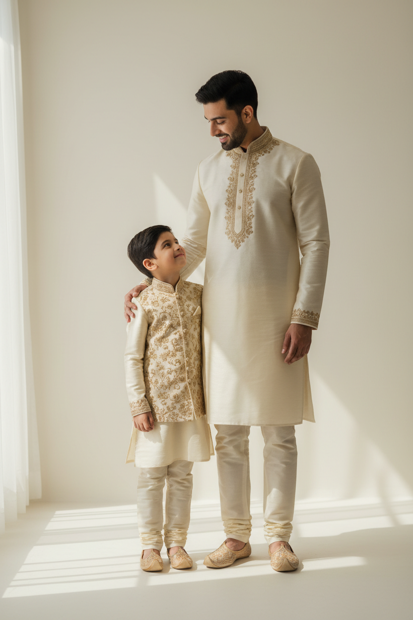 How to Coordinate Indian Outfits for a Father-Son or Mother-Daughter Duo at a Wedding