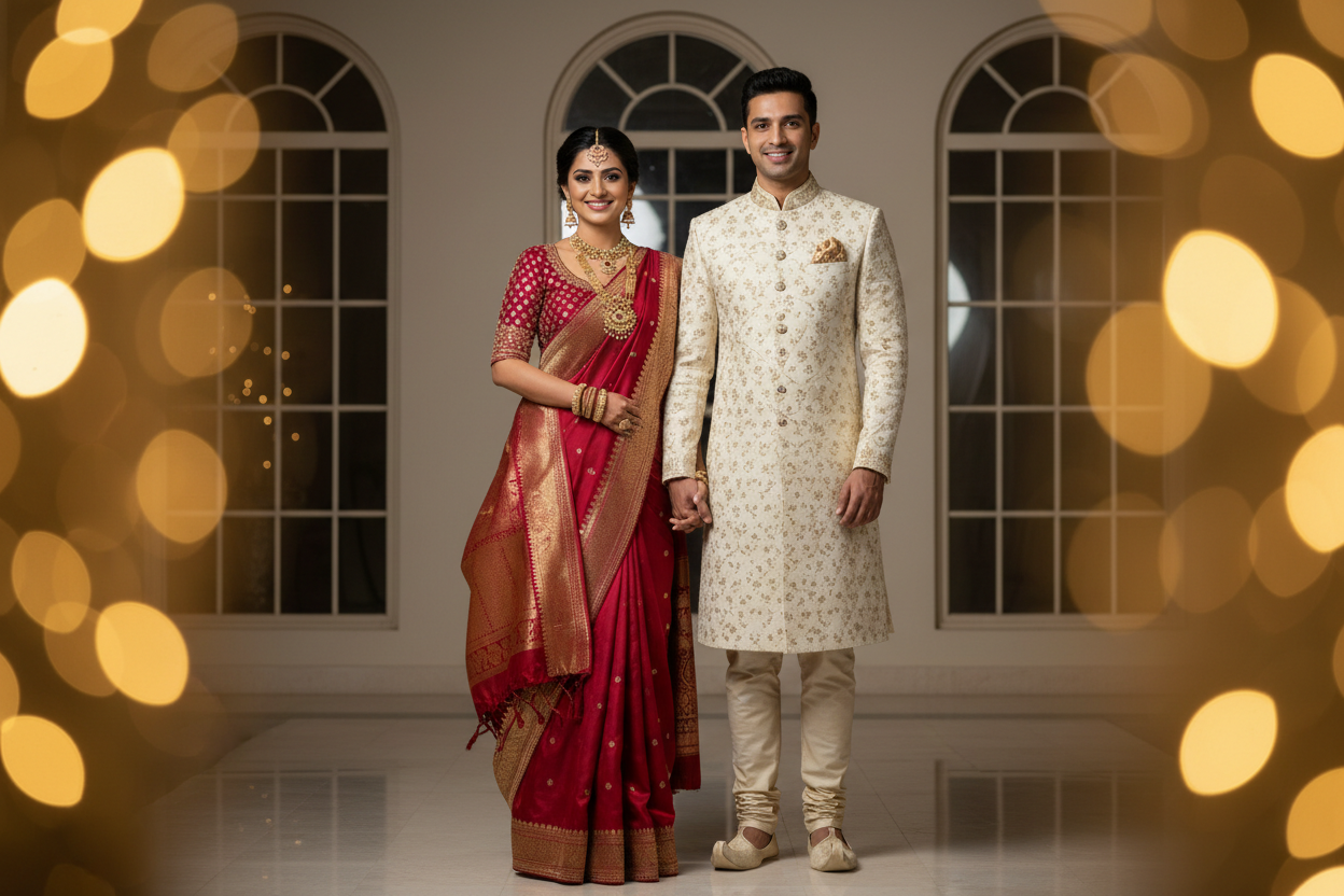 What to Wear as the Couple at a Milestone Anniversary Celebration: Indian Ethnic Outfit and Jewelry Guide
